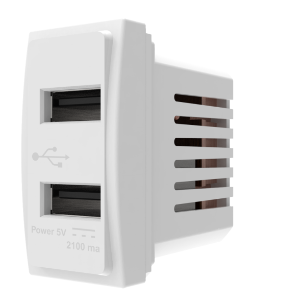 بريزة USB ثنائي أفينا ستار , أبيض