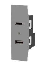 بريزة USB & T.C كيون - رمادي
