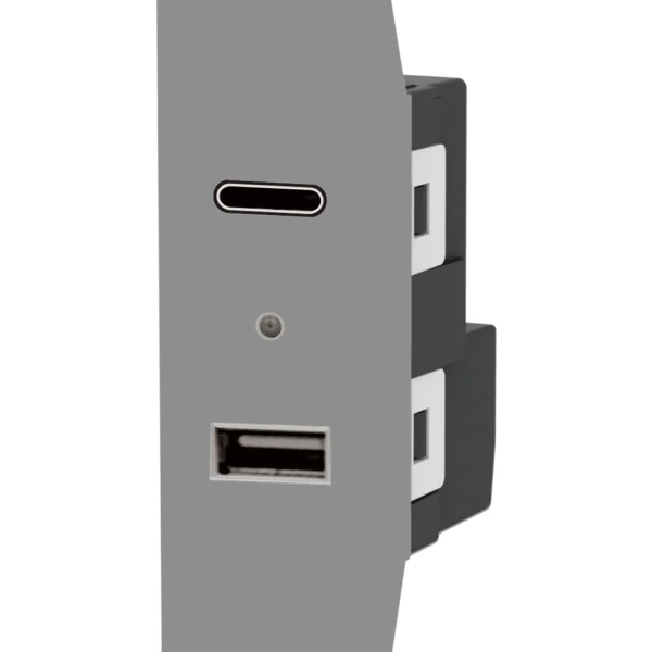 بريزة USB & T.C كيون - رمادي