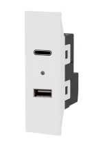 بريزة USB & T.C كيون  - أبيض